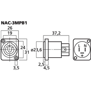 NAC3MPB Neutrik Powercon output socket