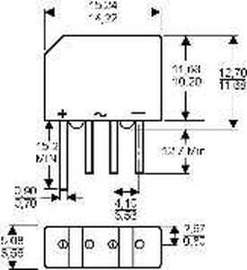 KBP08 Bridge Rect. 1,5A 560V(RMS) 3,8/3