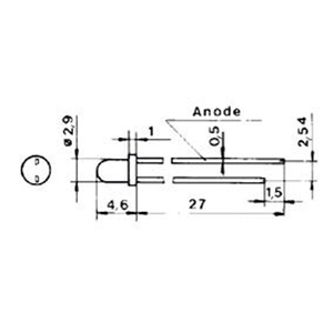 LED3GE2MA LED Diffuse Yellow 1,1mcd 60° 3mm