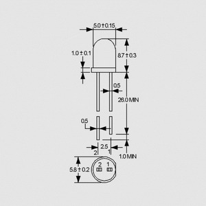 ML50B13H-BB LED Water-clear Blue 1000mcd 15° 5mm