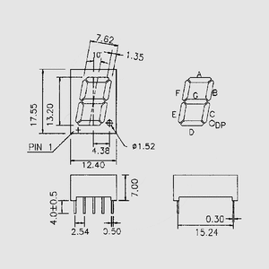 LTS546AP 7Seg 13,2mm CA Red 800μcd LTS546_, LTS547_