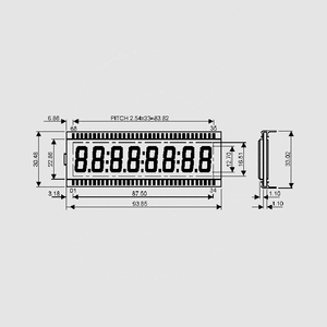 DE301RS-20/6,35 LCD-Display 8Dig (14-Segm) 7,0mm DE125_