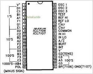 ICL7106CPL 3-1/2 Digit LCD/LED Display, A/D Converter DIP-40