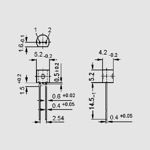 KTY81-221 Temp. Sensor 2000R -2% TO92 Modified TO92