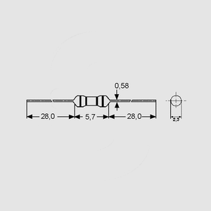 RMK010 Resistor 0207 0,25W 1% 10K Bulk Dimensions