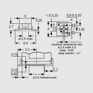 TS53YLK001 SMD Cermet Trimmer 1K Dimensions