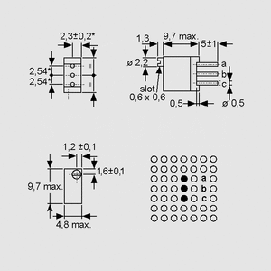 T93YAK022 Multiturn Cermet Trimmer YA 22K Dimensions