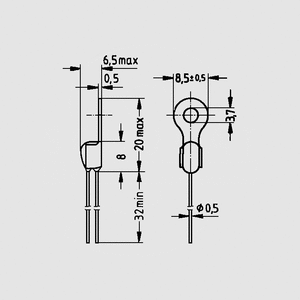 B59901D60 PTC Probe 30V 60&deg; 100R 570 Dimensions