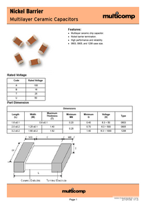 C2012NPO102JGT SMD MLC Capacitor 1,0nF 50V 5% NPO 0805