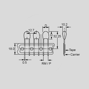 CTUF001GM1 Tantalum Capacitor 1uF 35V P2,54 Dimensions
