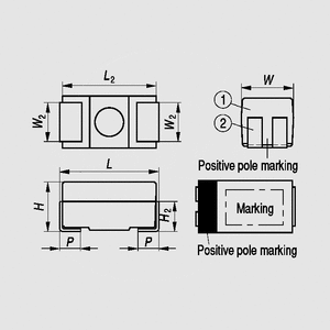 B45197A-068E SMD Tantalum Capacitor 68uF 20V E Dimensions