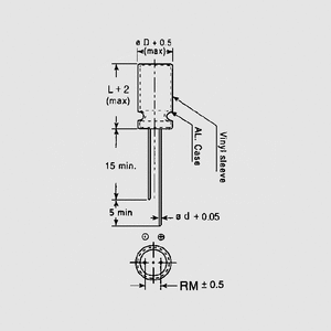 CS0100/10-P2,5 El-Capacitor 100µF/10V 5x11 P2,5 Dimensions