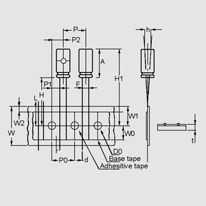 CS0047/25-P2,5-TAPED El-Capacitor 47µF/25V 5x11 P2,5 Taped Taping Dimensions