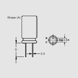 CS0100/25-P2,5 6X11 El-Capacitor 100µF/25V- 6,3x11 P2,5/2,5 Taped Dimensions