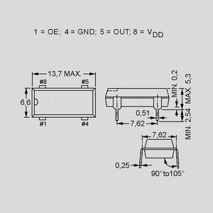 QOS001,843D8 Oscillator 1,8432MHz DIL8 CMOS/TTL QOS_D8