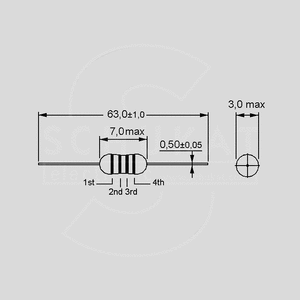 EC24-6R8K Inductor Axial 6,8uH 470mA 3x10mm Colour Coding