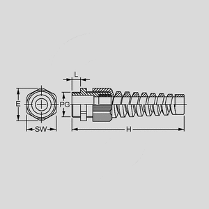 BFK11 Kabel forskruning PG11 Strain Relief 5-10mm Kabelforskruning PG11 diagram