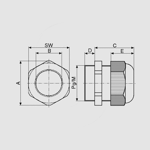 MBF20 Kabelforskruning M20, 8-13 mm MBF20 Kabelforskruning M20 diagram