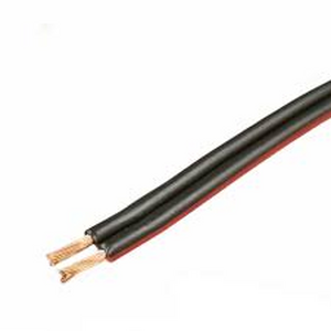 ZL205SW Kabel 2x0,5mm² Sort m. rød markeringlinje højttalerkabel sort med rød markering pris pr. meter