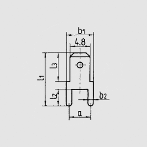 LS1560 Spadestik 4,8x0,8mm han PCB 6,5x12,8 Silver 61-1560-11/0059