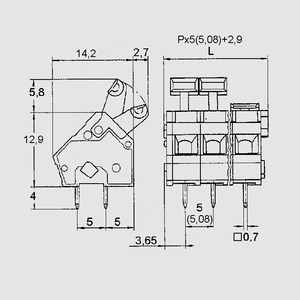 AK3001/6 Spring Terminal Block 250V 6-Pole Lever AK3001_