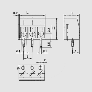 ARK210/2 Term.Block 250V 2-Pole (h) Grey ARK210_