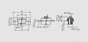 BL15LK-3W3 D-Sub-Socket 3W3 Dimensions