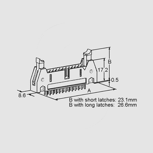 PSL60 Box Header Straight 60-Pole Dimensions