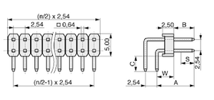 ASL100GW Pin Header 100-Pole Angled 2R Au