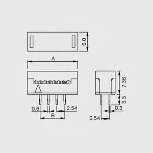 LPV26P3,2 IDC PC-Connector 26-Pole Dimensions