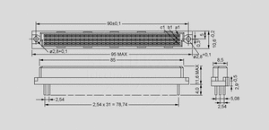 CF32TG Female A+C Pitch5,08 32-Pole Dimensions