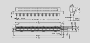 FL32P Female A+C Pitch=5,08 32-Pole Dimensions