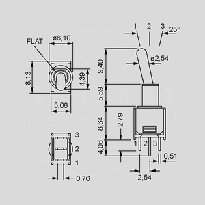 SKS04SP Toggle Switch 1-pol ON/ON for print SKS04SP, SKS07SP