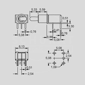 SKS06LP Toggle Switch 1-pol ON/ON for print SKS06LP, SKS08LP