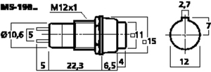 SX18RT Trykafbryder 1-pol ON/OFF Rød Drawing