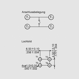 DTS644K Tact Switch PC Horizontal 7,3mm 1N DTS6_K, DTS644K