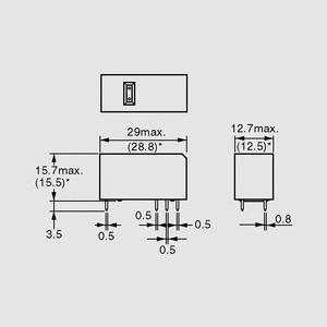 G2RL-1 24DC Relay SPDT 12A 24V 1440R Dimensions