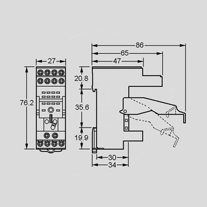 94.843 DIN Rail Sockets for Series 55+85/4 skifte F94843