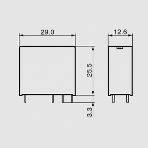 V23047-1201 Safety Relay 12V 6A DPDT Dimensions