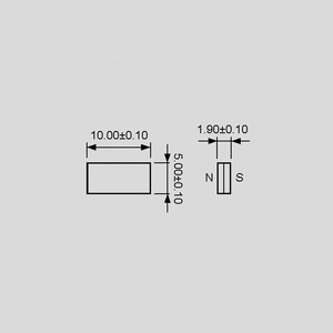 MMS1052 Magnet NdFeB 10x5x1,9mm MMS1052