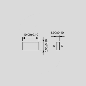 MMS1052 Magnet NdFeB 10x5x1,9mm MMS1052