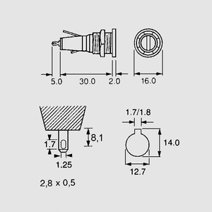 B0341RA Fuse Holder 5x20 Hexagon Nut B0341RA