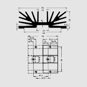 SK64-37SA1M3 Heatsink for TO220 37,5mm 1xM3 Black SK64-37SA1M3