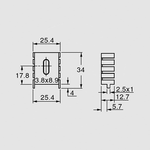 SK640S Heatsink Anodized 30x25,4x12,7mm SK640S