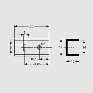 US17-TO220 U-Heatsink TO220 35x17x13mm Sort UA17-TO220, US17-TO220