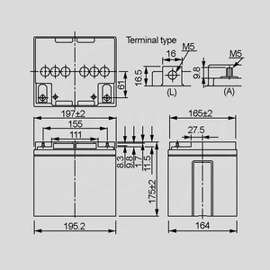 LC-P1238APG Lead-Acid Rech. Battery 12V/38 Ah  LCX38-12, LCX42-12