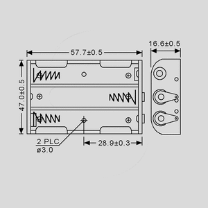 SN331 Batteriholder 3 x AA loddeøjer