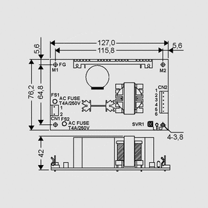 MPS-65-48 SPS Medical 65W 48V/1,35A Dimensions and Terminal Pin Assignment