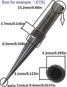 WE-ET-S Soldering Bit Long/Conical 0,4mm. 54101799