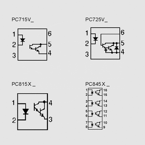 PC845XJ0000F 4xOptoc-Darl. 5kV 35V &gt;600% DIP16 Circuit Diagrams